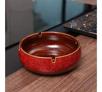 Exquisite Ceramic Ashtrays Countertop Decoration Ornaments,Nice for Men Women,Windproof Ash Tray for Indoor Outdoors(Red)