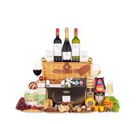 Exquisite Christmas Banquet Hamper - Handcrafted Wicker Basket Filled with Fine Wines, Cheese, Chocolates, Biscuits and Tea - A Luxurious Festive Gift for Family, Friends or Corporate Celebrations