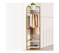 Exquisite Clothes Rail Rack Metal Clothing Rack With 3 Shelves 4 Hanger Hooks Corner Coat Rack Stands With 2 Pants Hanger For Entryway Bedroom Living Room (Color : Black B, Size : 37 * 37 * 174cm) (