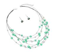 Exquisite Colorful Bead Jewelry Ensembles Sparkling Multipel Layer Pearls Beaded Necklace Charm And Earrings Accessory Pearls Accessories