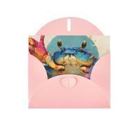 Exquisite Colorful Crab Greeting Card With Pink Envelope Suitable For Various Celebratory Occasions Use