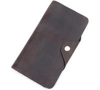 Exquisite Cow Genuine Leather Billfold Man Series Bi-fold Folio Purse Crazy Horse Leather Long Style Vintage Men Wallets Magnetic Button Wallets