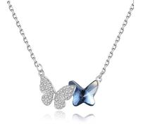 Exquisite Crystal Butterfly Necklace Silver Sparkling Zirconia Pendant Necklaces Infinity Charm Necklet Trendy Temperament Jewellery Gifts for Women Girlfriend Girls