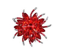 Exquisite Crystal Flower Brooch Rhinestone Red Floral Art Deco Corsage Lapel Pin Elegant Wedding Birthday Prom Party Accessories Lightweight Clothing Badge Brooches Jewellery Gifts