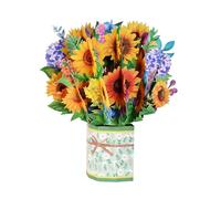 Exquisite Daffodil Tulips Sunflower Flower Bouquet 3D Popup Card, With Detachable Paper Bouquet, Gift for Her Mum Mothers Day - Wife Girlfriend Anniversary Grandma Birthday (A)