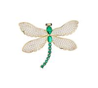 Exquisite Dragonfly Green Rhinestone Brooch Pin for Women Men Cubic Zirconia Insects Corsage Brooches Shawl Scarf Lapel Pins Jackets Dress Backpacks Badges Clothing Elegant Jewelry Gifts