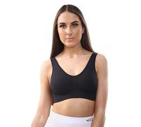 Exquisite Elegance Womens Seamless Padded Bra, Wire-Free, No-Clasp Design, Seamless & Invisible Under Outfit, Breathable Comfort Fit, in Black or White (UK, Alpha, M, Regular, Regular, Black)