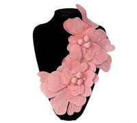 Exquisite Embroidery Lace Trim, Handmade Lace Applique Decor for Wedding Dresses, Evening Gowns, Bridal Veils, Lingerie, Home Decor, 35 x 18 cm(RED)