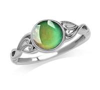 Exquisite Emotion Feeling Temperature Rings Heart Colour Change Mood Stone Heart Pendant Necklace Gifts For Friends Crystal Necklace Set For Women, Silver, As described, As described