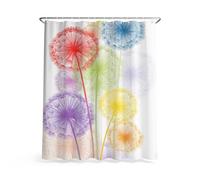 Exquisite Extra Long Shower Curtain, Elegant Ethereal Dandelion Multicolor Waterproof Fabric Decorative Bathroom Curtain for Bathroom Bathtub Apartment Decor 180 x 180 cm