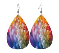 exquisite flowers Women's Teardrop Leather Earrings - Lightweight PVC Dangle Earrings, 925 Silver Hooks, Double-Sided Prints | Hypoallergenic Gift