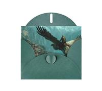 Exquisite Flying Giant Eagle Greeting Card With Dark Green Envelope Suitable For Various Celebratory Occasions Use
