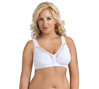Exquisite Form 5100531 Fully Wireless Cotton Back and Posture Support Bra with Front Closure & Lace, White, 44C
