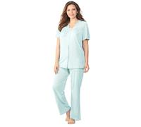 Exquisite Form Women's Coloratura 90807 Plus Size Short Sleeve Pyjama Set Pajama, Azure Mist, XL