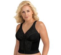 Exquisite Form Women's Fully Front Close Longline Lace Posture Bra, Opaque, Black, 46D