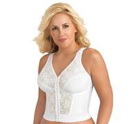 Exquisite Form Women's Fully Front Close Longline Lace Posture Bra, Opaque, White, 44B