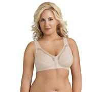 Exquisite Form Women's 5100531 Fully Wireless Cotton Back & Posture Support Bra with Front Closure & Lace, Damask Neutral, 42B