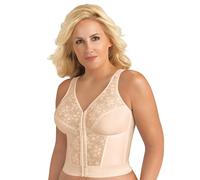 Exquisite Form Women's Plus Size 5107565 Fully Slimming Wireless Back & Posture Support Longline Bra with Front Closure & Lace, Rose Beige, 38DD