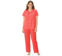 Exquisite Form Women's Plus Size Coloratura Sleepwear Short Sleeve Pajama Set 90807, Passion, 1x