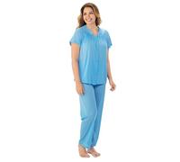 Exquisite Form Women's Plus Size Coloratura Sleepwear Short Sleeve Pajama Set 90807, Purity Blue, 3X
