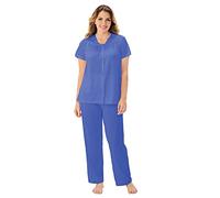 Exquisite Form Women's Plus Size Coloratura Sleepwear Short Sleeve Pajama Set 90807, Rocky Blue, XL