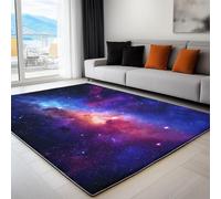 Exquisite Galaxy Nebula Rug Living Room, Soft Short-Pile Blue Rugs for Bedroom, Anti Slip, 180 x 240 cm, Thin Carpets for Dining Rooms, Offices, and Kids' Playrooms