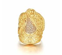 Exquisite Gold Elegance - Premium Heavy XXXL Saddle Ring - 42g Weight, Sparkling Stones & Multiple Sizes (V)- Unleash Your Opulence with Luxury and Impeccable Craftsmanship - Bling King London