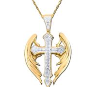 Exquisite Golden Angel Cross Pendant Necklace for Men - Elegant Religious Jewelry for Christmas, Birthday Gifts - Unique Faith Symbol with Durable Chain