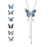 Exquisite Gothic Butterfly Necklace - 6 Interchangeable Charms, Adjustable Chain, Unique Vintage Jewelry Gift for Her (silver)