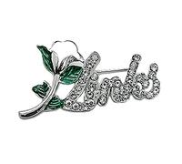 Exquisite green rhinestone inlaid round LINKS letter metal brooch the links incorporated society jewelry pin, Metal, rhinestone