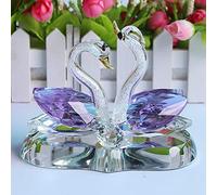 Exquisite Handmade Crystal Swan Crystal Animal Figurines Glass Car Ornament Decor Couple Swan With Base Home Decor Xmas Gift (purple)