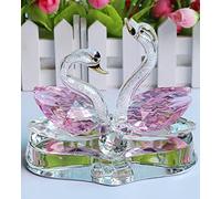 Exquisite Handmade Crystal Swan Crystal Animal Figurines Glass Car Ornament Decor Couple Swan With Base Home Decor Xmas Gift (pink)