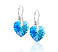 Exquisite Heart Shaped Sterling Silver Womens Earrings With Crystals