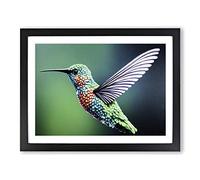 Exquisite Hummingbird BLK Framed Print | A3 Black Framed Wall Art | Ready to Hang | Modern Nature Picture | Living Room Bedroom Lounge Office