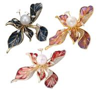 Exquisite Iris Brooch Pin, Pearl Enamel Lapel Pin for Women, Elegant Floral Badge Brooch for Business Meeting Evening Party(Purple red blue)