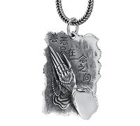 Exquisite Jewellery,Necklaces with Pendants, Men's Good and Evil Praying Hands Gothic Good and Evil Necklace Made of S + Chain 60 cm