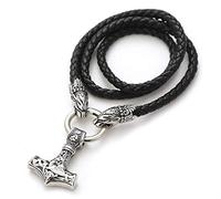 Exquisite Jewellery,Pendant Necklaces, Viking Hammer with Wolf Head Leather Necklace Nordic Odin Men Stainless Steel Mjolnir Celtic Knot Totem Amulet Medieval Gothic Charm Jewelry