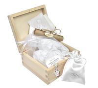 Exquisite Jewelry Gift Set With Angel Pendant Necklace And Baby Shoes In Handcrafted Wooden Box