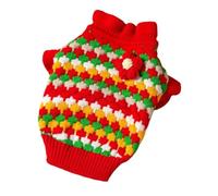 Exquisite knitted floral pet clothing for French Bulldogs and small dogs, warm autumn and winter sweaters, nouvel an(Red,XS(old))