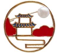 Exquisite Lapel Pin,Fashion Jewelry, Badge Brooch Lapel Pin Classical Chinese Style National Trend Pearl With Sweater Small Suit Jacket Coat Accessories(Red)