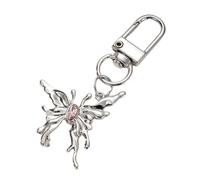 Exquisite Large Butterfly Resin Key Charm Easy to Attach on Handbags and Keys, Pink Diamond Silver, As derailed discription