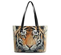 Exquisite Leather Lady's Handbag, Year of The Tiger Tiger Face Printed Handbag Lychee Patterned Leather Handbag Suitable for Women for Travel, Fitness, And Commuting, Year of the Tiger Tiger Face,