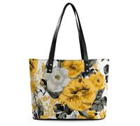 Exquisite Leather Lady's Handbag, Yellow Rose Printed Handbag Lychee Patterned Leather Handbag Suitable for Women for Travel, Fitness, And Commuting, Yellow Rose, 11*11.4*5.5 inches