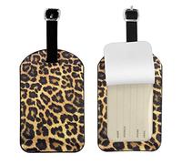 Exquisite Leopard Print Luggage Tags - Leather Suitcase Tags - Adorable Bag Tags for Travel - Convenient 7cm X 11cm Identification Accessory