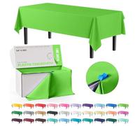 Exquisite Lime Green Plastic 54x300in Tablecloth Roll, Heavy Duty Disposable, Waterproof, Built-in Cutter, 36 Rectangle Table Covers, All-Season