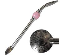 Exquisite Luxury Brazilian Bomba with Pink Bead - Bombilla for Yerba Mate