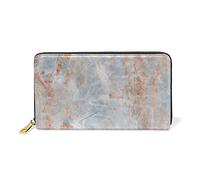Exquisite Marble Granite Copper Metallic Wallet Real Leather Zipper Coin Phone Purse Clutch for Women