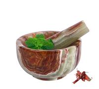 Exquisite Marble Mortar and Pestle Set - Your Ultimate Kitchen Essential for Grinding Spices, Making Guacamole, Salsa, Pesto, and Crushing Pills (Onyx Green, Bowl Shape 5")