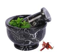 Exquisite Marble Mortar and Pestle Set - Your Ultimate Kitchen Essential for Grinding Spices, Making Guacamole, Salsa, Pesto, and Crushing Pills (Black Zebra Shape (4"))