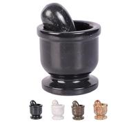 Exquisite Marble Mortar and Pestle Set - Your Ultimate Kitchen Essential for Grinding Spices, Making Guacamole, Salsa, Pesto, and Crushing Pills (Black, Oval Shape (2.5"))